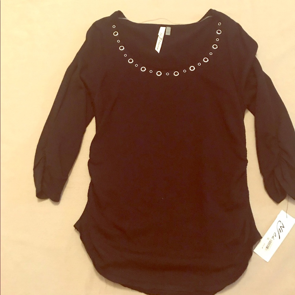 New NY Large Black Sweater with silver hardware